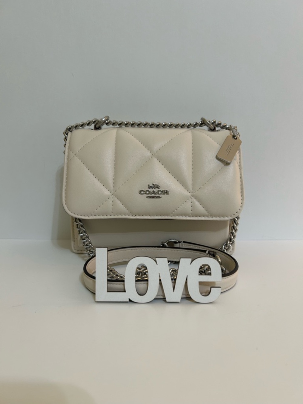 Coach Puffy Diamond Klare Quilted Leather Crossbody Bag in Cream/Chalk